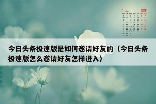 今日头条极速版是如何邀请好友的（今日头条极速版怎么邀请好友怎样进入）