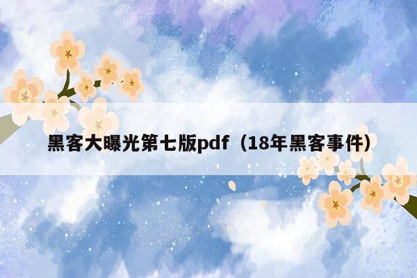 黑客大曝光第七版pdf（18年黑客事件）