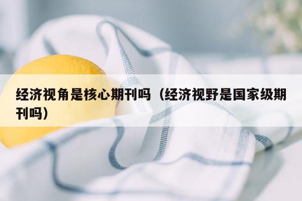 经济视角是核心期刊吗（经济视野是国家级期刊吗）