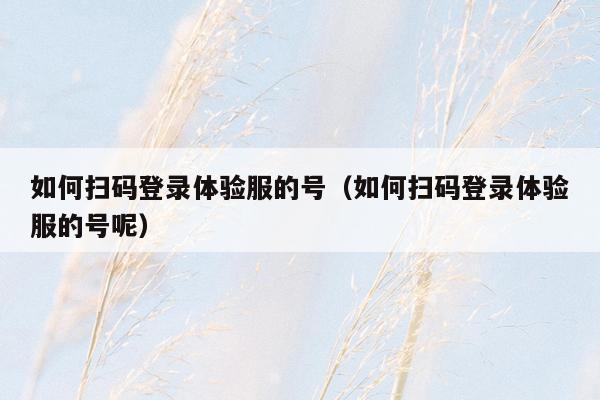 如何扫码登录体验服的号（如何扫码登录体验服的号呢）