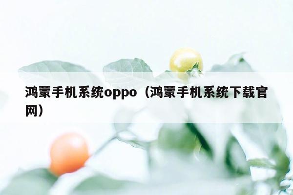 鸿蒙手机系统oppo（鸿蒙手机系统下载官网）
