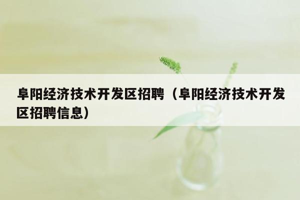阜阳经济技术开发区招聘（阜阳经济技术开发区招聘信息）