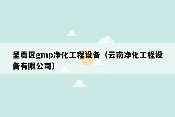 呈贡区gmp净化工程设备（云南净化工程设备有限公司）