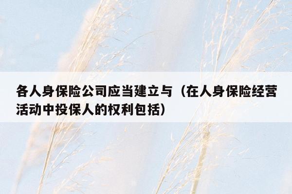 各人身保险公司应当建立与（在人身保险经营活动中投保人的权利包括）
