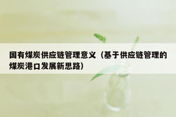 国有煤炭供应链管理意义（基于供应链管理的煤炭港口发展新思路）