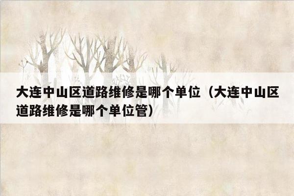大连中山区道路维修是哪个单位（大连中山区道路维修是哪个单位管）