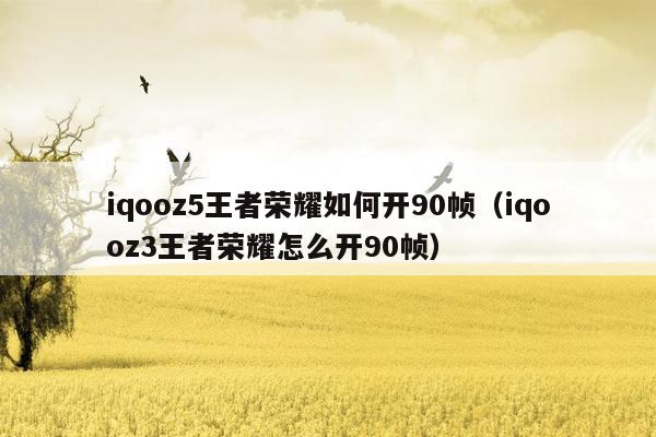 iqooz5王者荣耀如何开90帧（iqooz3王者荣耀怎么开90帧）
