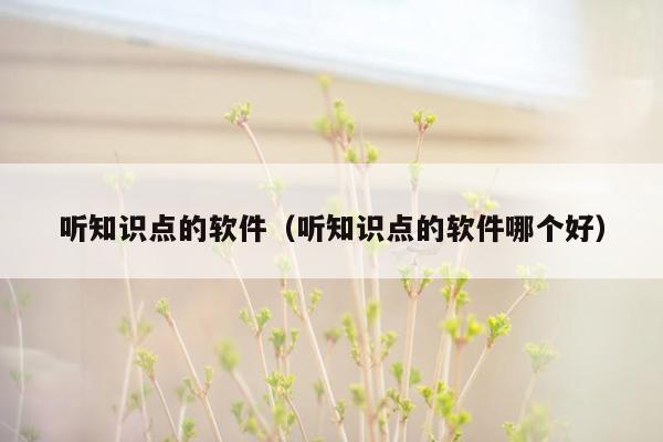 听知识点的软件（听知识点的软件哪个好）