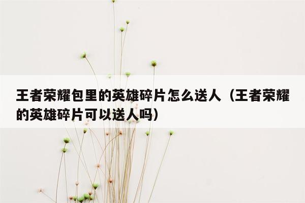 王者荣耀包里的英雄碎片怎么送人（王者荣耀的英雄碎片可以送人吗）