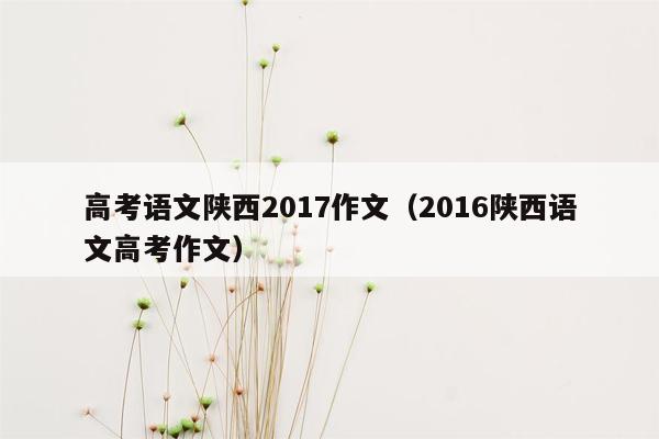 高考语文陕西2017作文（2016陕西语文高考作文）