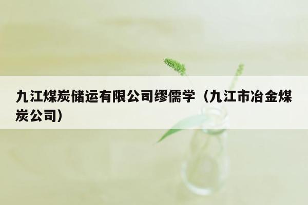 九江煤炭储运有限公司缪儒学（九江市冶金煤炭公司）