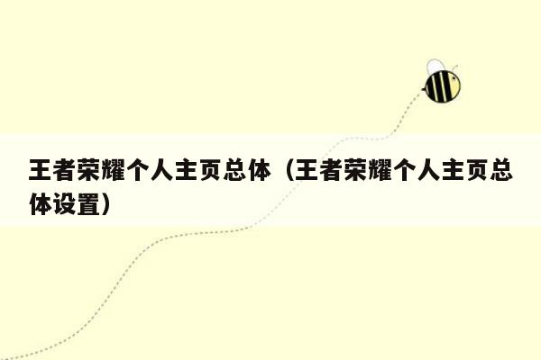 王者荣耀个人主页总体（王者荣耀个人主页总体设置）
