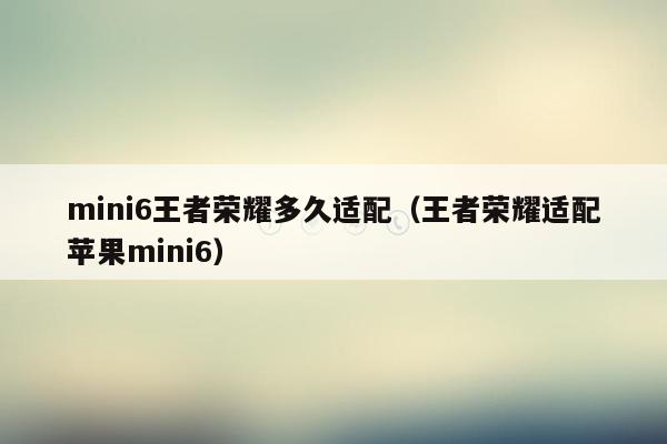 mini6王者荣耀多久适配（王者荣耀适配苹果mini6）
