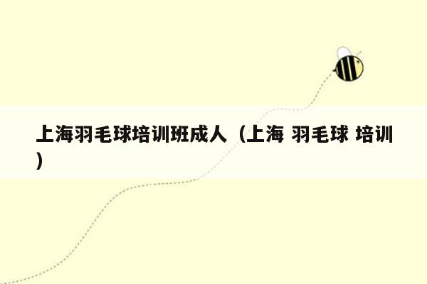 上海羽毛球培训班成人（上海 羽毛球 培训）