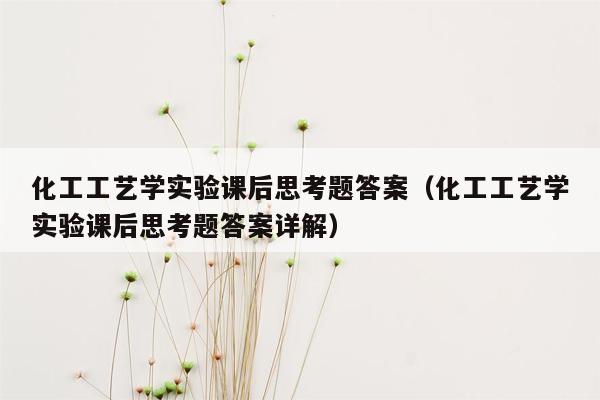 化工工艺学实验课后思考题答案（化工工艺学实验课后思考题答案详解）