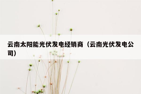 云南太阳能光伏发电经销商（云南光伏发电公司）