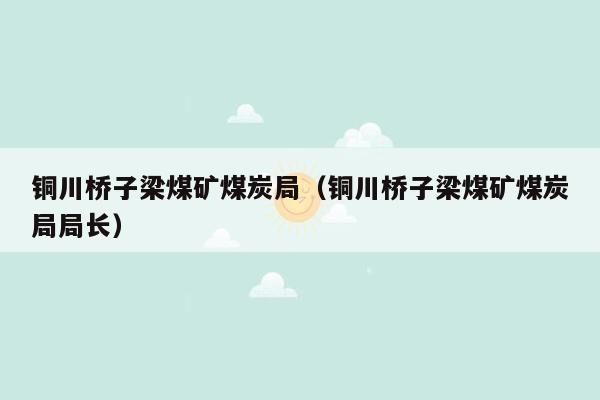 铜川桥子梁煤矿煤炭局（铜川桥子梁煤矿煤炭局局长）