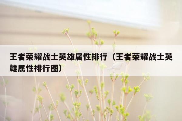 王者荣耀战士英雄属性排行（王者荣耀战士英雄属性排行图）