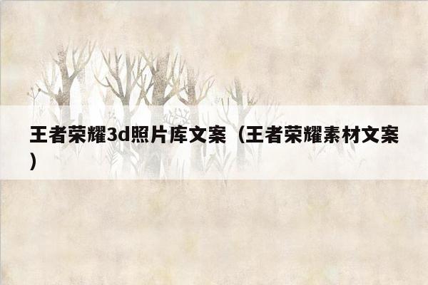 王者荣耀3d照片库文案（王者荣耀素材文案）