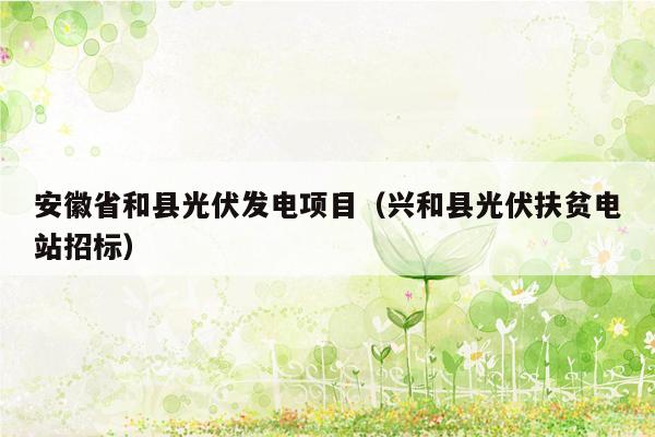 安徽省和县光伏发电项目（兴和县光伏扶贫电站招标）