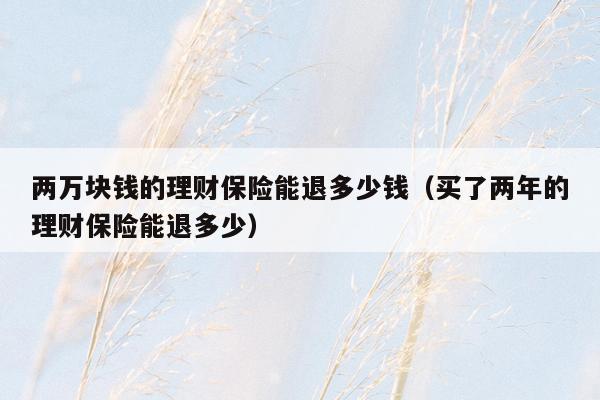 两万块钱的理财保险能退多少钱（买了两年的理财保险能退多少）