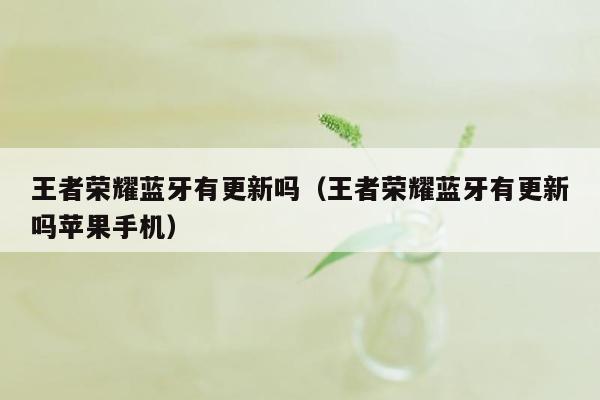 王者荣耀蓝牙有更新吗（王者荣耀蓝牙有更新吗苹果手机）