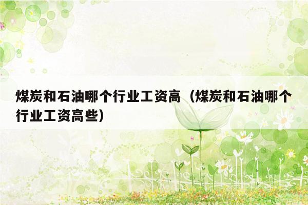 煤炭和石油哪个行业工资高（煤炭和石油哪个行业工资高些）