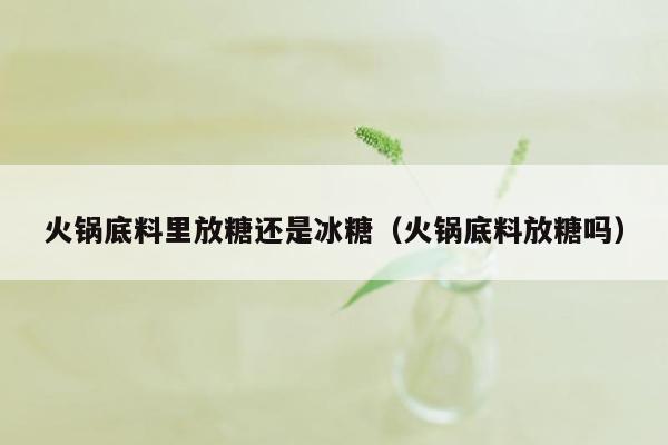 火锅底料里放糖还是冰糖（火锅底料放糖吗）