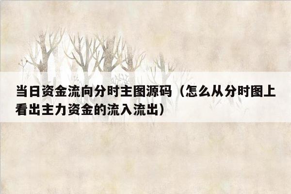 当日资金流向分时主图源码（怎么从分时图上看出主力资金的流入流出）