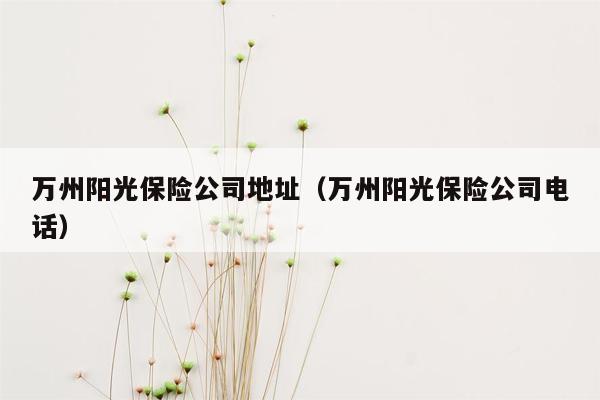 万州阳光保险公司地址（万州阳光保险公司电话）