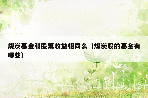 煤炭基金和股票收益相同么（煤炭股的基金有哪些）