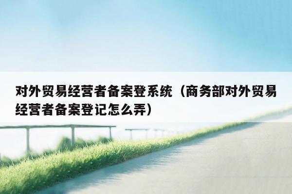 对外贸易经营者备案登系统（商务部对外贸易经营者备案登记怎么弄）