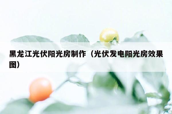 黑龙江光伏阳光房制作（光伏发电阳光房效果图）