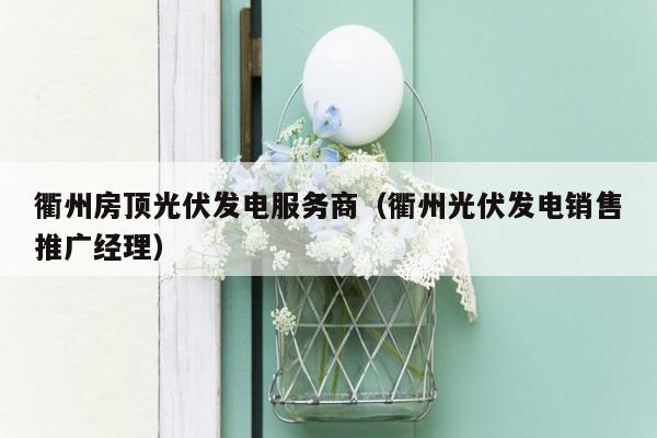 衢州房顶光伏发电服务商（衢州光伏发电销售推广经理）