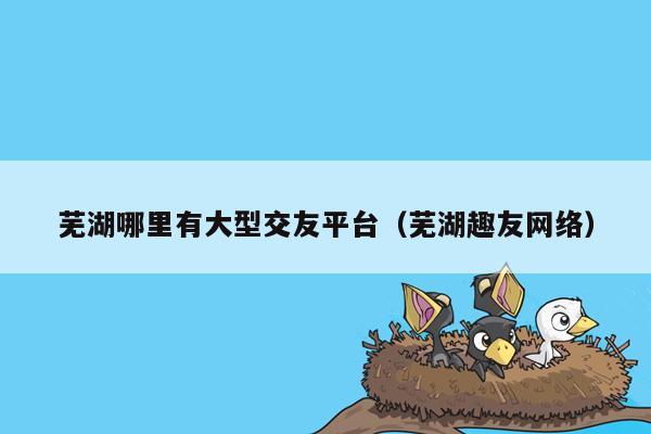 芜湖哪里有大型交友平台（芜湖趣友网络）