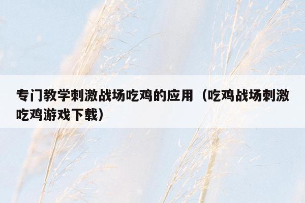 专门教学刺激战场吃鸡的应用（吃鸡战场刺激吃鸡游戏下载）