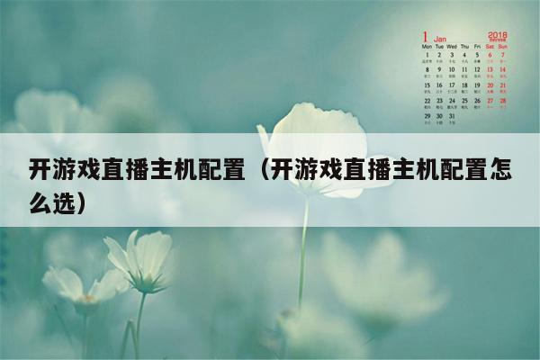 开游戏直播主机配置（开游戏直播主机配置怎么选）