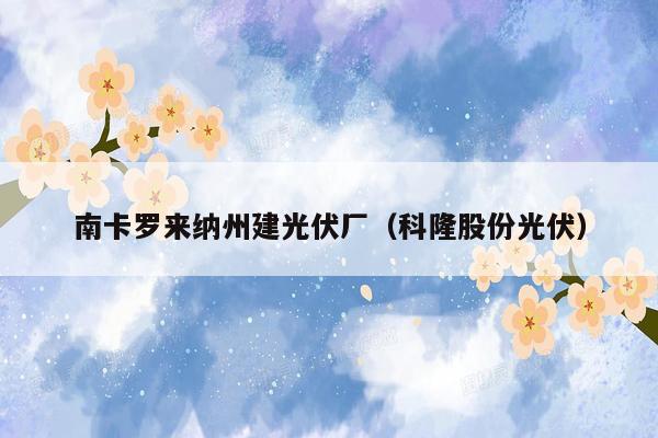 南卡罗来纳州建光伏厂（科隆股份光伏）