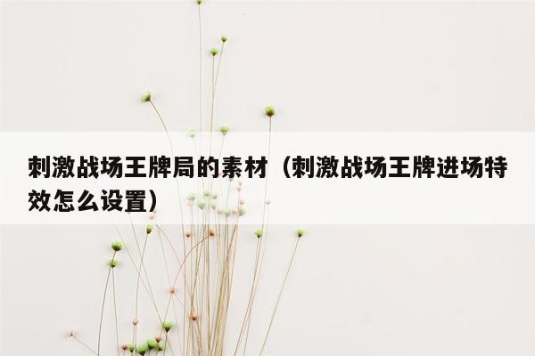 刺激战场王牌局的素材（刺激战场王牌进场特效怎么设置）