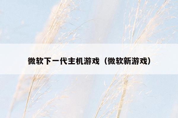 微软下一代主机游戏（微软新游戏）
