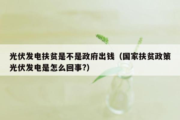 光伏发电扶贫是不是政府出钱（国家扶贫政策光伏发电是怎么回事?）