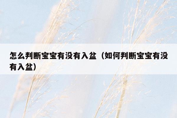 怎么判断宝宝有没有入盆（如何判断宝宝有没有入盆）