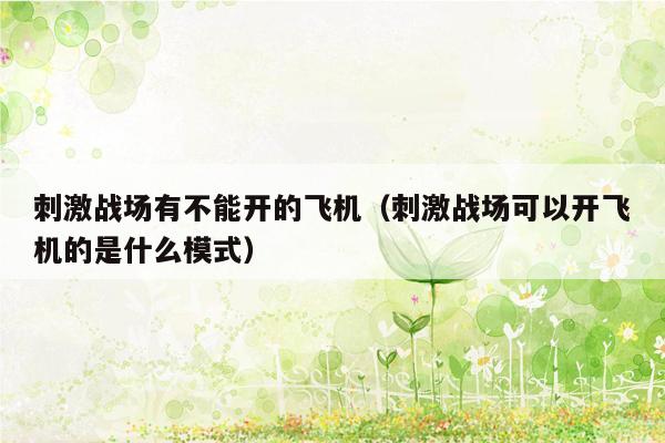 刺激战场有不能开的飞机（刺激战场可以开飞机的是什么模式）