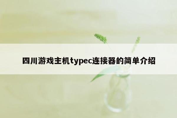四川游戏主机typec连接器的简单介绍