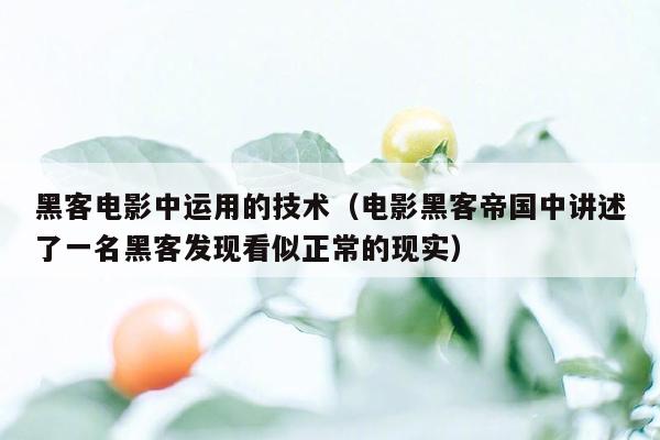 黑客电影中运用的技术（电影黑客帝国中讲述了一名黑客发现看似正常的现实）