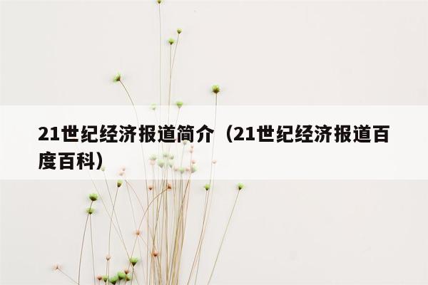 21世纪经济报道简介（21世纪经济报道百度百科）