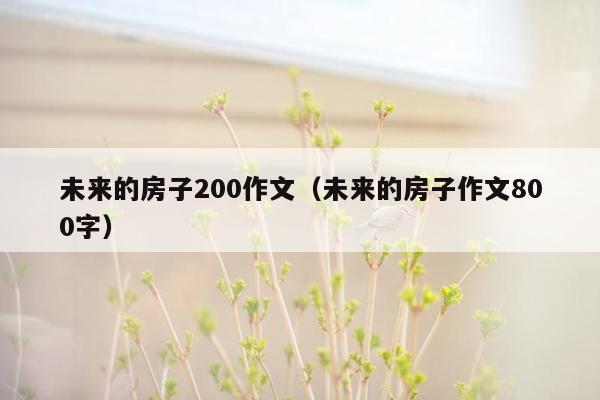 未来的房子200作文（未来的房子作文800字）