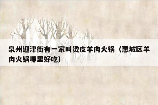 泉州迎津街有一家叫烫皮羊肉火锅（惠城区羊肉火锅哪里好吃）