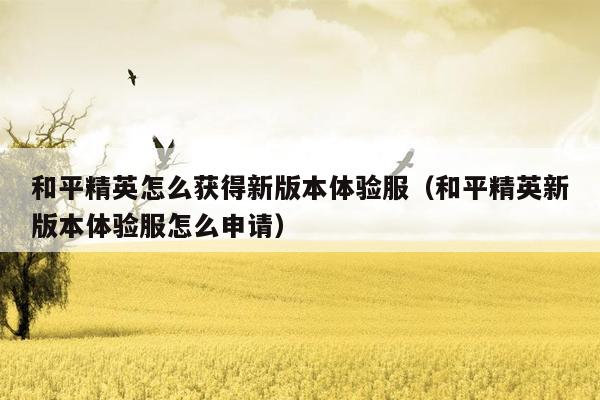 和平精英怎么获得新版本体验服（和平精英新版本体验服怎么申请）