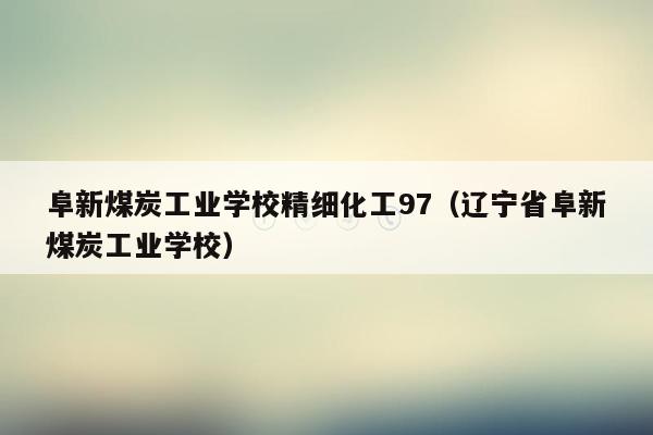 阜新煤炭工业学校精细化工97（辽宁省阜新煤炭工业学校）